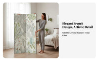 Foldable Botanical Print Folding Screen Movable Freestanding Panel Divider French Design Room Partition Decorative for Apartment Dwellers, Homeowners, Office Workers, Bedroom