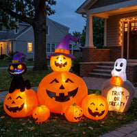 Inflatable Halloween Inflatable Self-Inflating Pumpkin Inflatable with Cat Fast Inflation Outdoor Decoration Weather-Resistant for Families, Homeowners, Yard, Lawn, Porch