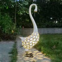2 Pieces Solar Swan Statue Warm Radiance Metal Swan Lawn Light Gift Idea