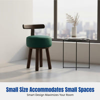 Sturdy Wood Rotating Sofa Chair, Leather Padded, Modern Minimalist Single Round Lounge Chair, Small Space Living Room, Elderly