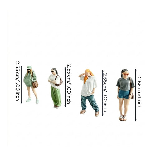 4 Pieces Painted Miniature Figure Detailed Scale Model Figure Vibrant Toy Compact for Collectors
