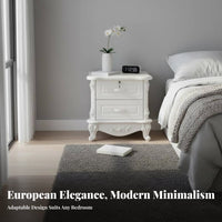2-Drawer End Cabinet Lacquered Finish Nightstand Simple for Renters, Students
