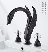 European Style Black Copper Three-Hole Basin Faucet with Crystal Handle
