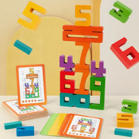 Colorful Number Blocks with Challenge Cards Educational Wooden Puzzle Learning Number Puzzle Preschool for Kindergarten