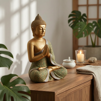 Lotus Base Buddha Statue Ornate Patterned Home Decor Southeast Asian-Inspired
