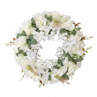 Flower Wreath with Green Leaves Faux Door Wreath Hanging for Home Decor