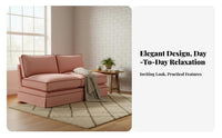 Retro & design Armless Striped Settee Farmhouse Look Armless Two-Seater Settee Space-Saving Banquette Sofa Sturdy Construction for Apartment Dwellers, Interior Decorators, Small areas, Living Room, Bedroom, Entryway