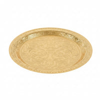 Vintage Metal Tray with Floral Pattern Elegant Embossed Iron Tray Long-Lasting Gold Platter Easy to Clean for Hosts, Table Setting, Parties