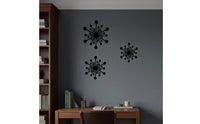 3 Pieces Sunburst Wall Decor Black Sunburst Sculpture Retro for Living Room