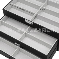 现货批发皮质三层18位眼镜墨镜太阳镜展示抽屉式收纳盒箱眼镜盒
