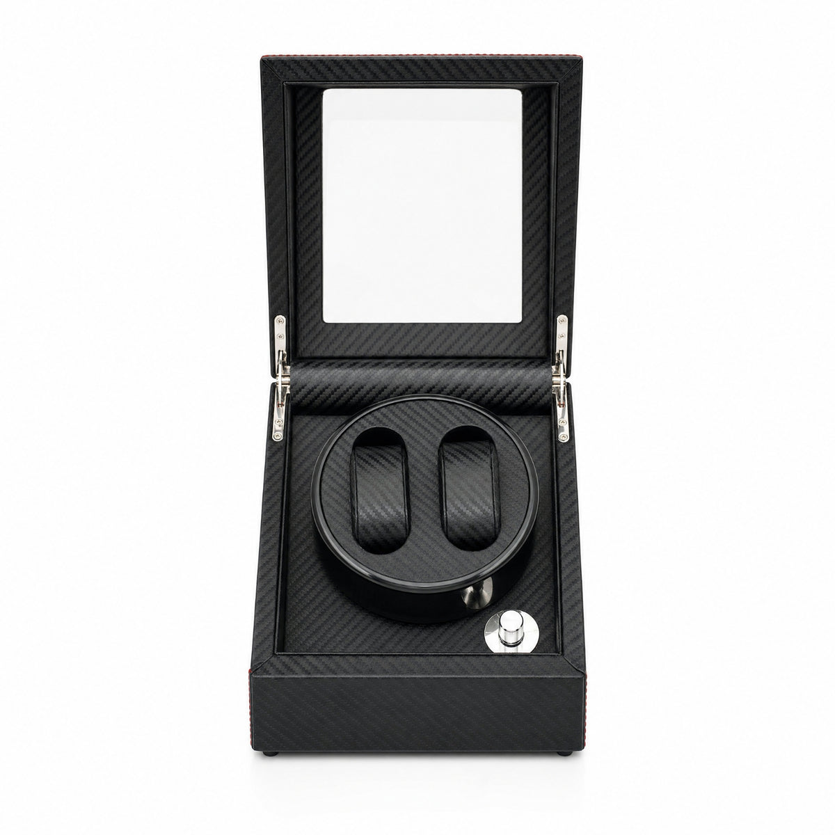 Carbon Fiber Watch Winder with Transparent Window Mechanical Watch Winder with Viewing Window Double Premium for Men, Desk, Dresser, Office