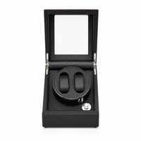 Carbon Fiber Watch Winder with Transparent Window Mechanical Watch Winder with Viewing Window Double Premium for Men, Desk, Dresser, Office