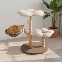 Soft Textile Flower Feline Tree Easy to Clean Wood Feline Tree