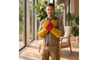 Reinforced Palm Leather Gloves with Gauntlet Cuffs Heavy Duty Bite Resistant Gloves Long-Lasting Thick for Animal Handlers, Pet Trainers, Dog Groomers