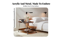 2-Tier Rolling Trolley Transparent Design Mobile Furniture Movable with Casters Vintage Retro-& Aestheticd for Students, Bedroom