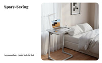 Wheeled C-Table Height-Adjustable Rolling Desk Portable for Bedroom, Seniors
