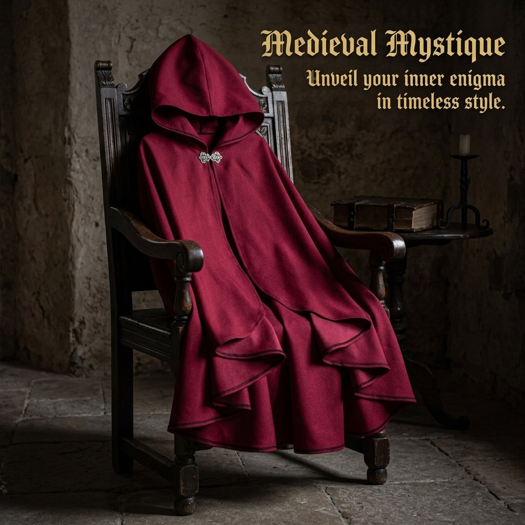 Medieval Hooded Cloak for Halloween Party Costume Cape for Men and Women, Unisex Full Length