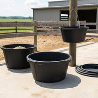 Rubber Feed Bucket Black Feed Bucket Wide Edge Farm Supply for Livestock Use