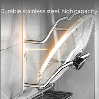 Stainless Steel Wall Mounted Pot Lid Rack, No-Drill