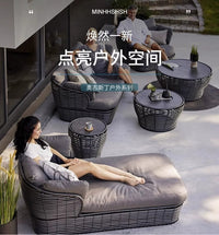 Outdoor PE Rattan Lounge Sofa Set with L-shaped Configuration