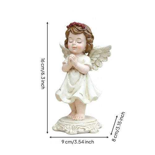 Praying Angel Figurine European Design Memorial Angel Statue Resin Craft Cherub Sculpture for Prayer Corner, Desktop, Graveyard