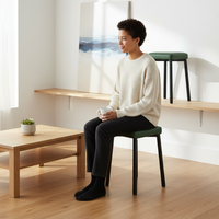 Stackable Dining Stool with Padded Seat, Modern Metal Leg Stool for Living Room and Dining Table