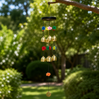 Wooden Colorful Fish Wind Chime with Aluminum Tubes