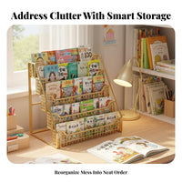 Multitier Book desktop organizer Saving Desk Shelf Easy Assembly for Study Room, Kids