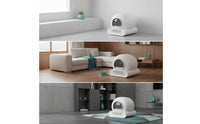 Self-Cleaning Electric Litter Box with Grated Step Smart Enclosed Cat Litter Box Low-Noise Pet Supply Washable for Apartments
