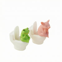 Sitting on Toilet Figurine Compact Cartoon Creature Figurine Solid-Looking