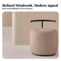 Textile Pouf with Handle Mobile Upholstered Bench Sturdy Construction Minimalist Design for Adults, Living Room, Bedroom