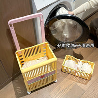 Foldable Mobile Laundry Basket with Double Layers