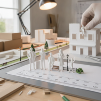 White Miniature Figures for DIY Architectural Model Sand Table Scenery