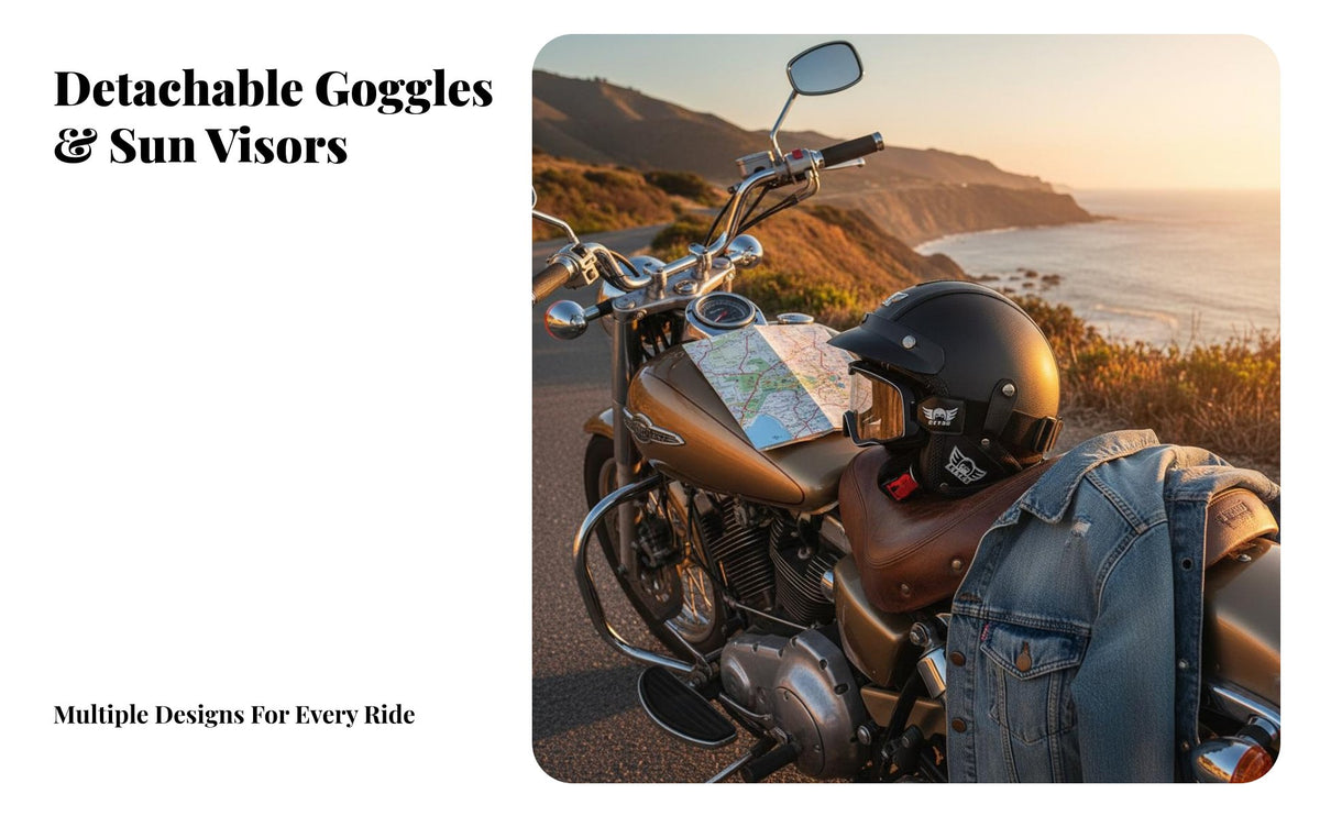 Long-Lasting ABS Shell 3/4 Motorcycle Helmet Quick Release Buckle 3/4 Uncovered Face Motorcycle Helmet Removable Lining Riding Gear Breathable Interior for Men, Women, Motorcyclists, Cruising, Commuting
