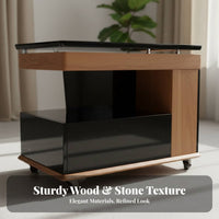 Rotate Elevating-Top Table Adjustable Height Living Room Furniture Movable with Wheels Easy Mobility