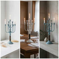 Candelabra with Curved Arms Distressed Candelabra Elegant Candelabrum for Brides, Candlelit Dinners, Home Decor