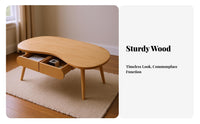 Kidney-Shaped Table with Shelf Double-Layer Storage Living Room Furniture Minimalist Design Household Furnishing for Families, Homeowners, Lounge Area