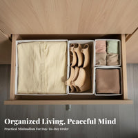3 Pieces Compartmented textile Box Set Easy Assembly Drawer Divider adaptable