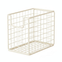 Wire Storage Basket Rack Side Handle Opening Rectangular Wire Cage Basket Grid Style