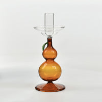 Creative Gourd-Shaped Glass Candle Holder with Colorful Candle