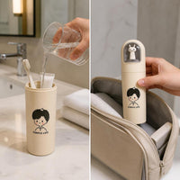 Portable Travel Mouthwash Cup Toothbrush Holder Storage Case for Couples