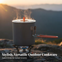 Lightweight Solo Camping Cook Pot Compact Storage Backpacking Pot Easy to Clean for Backpackers, Campers, Hiking, Mountaineering, Picnic