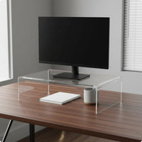 Transparent Desk Riser Multi Use Clear Acrylic Monitor Stand Space Saving