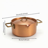 Copper Pot with Lid Handmade Hammered Copper Stockpot Solid Saucepan for Individuals, Table Serving
