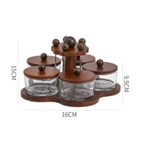 Rotating Snack Serving Tray With Lids 5 Compartment snack dish Compartmentalized Design Ceramic Condiment Server Set for Living Room, Afternoon Tea