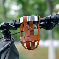 Adjustable Leather Bike Water Bottle Cage for Bicycles and E-bikes