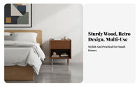 Modernist Inspired Bedside Cabinet with Storage Vintage aesthetic Retro End Table with Open Shelf Space-Saving Nightstand Minimalist Look for Renters, Homeowners, Students, Small Spaces, Apartment, Guest Room, Sofa Side