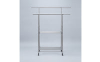 Stainless Steel Clothes Drying Rack with Shelves Two-Tier Clothes Rack with Shelves Collapsible Portable for Balcony