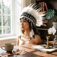 Feather Headdress Stage Performance Party Gear Photo Prop for Dress-Up