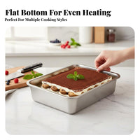 Tiramisu Form Pan Versatile Stainless Steel Food Pan Extra Thick Rectangular Stainless Steel Tray for Culinary Professionals, Caterers, Bakery